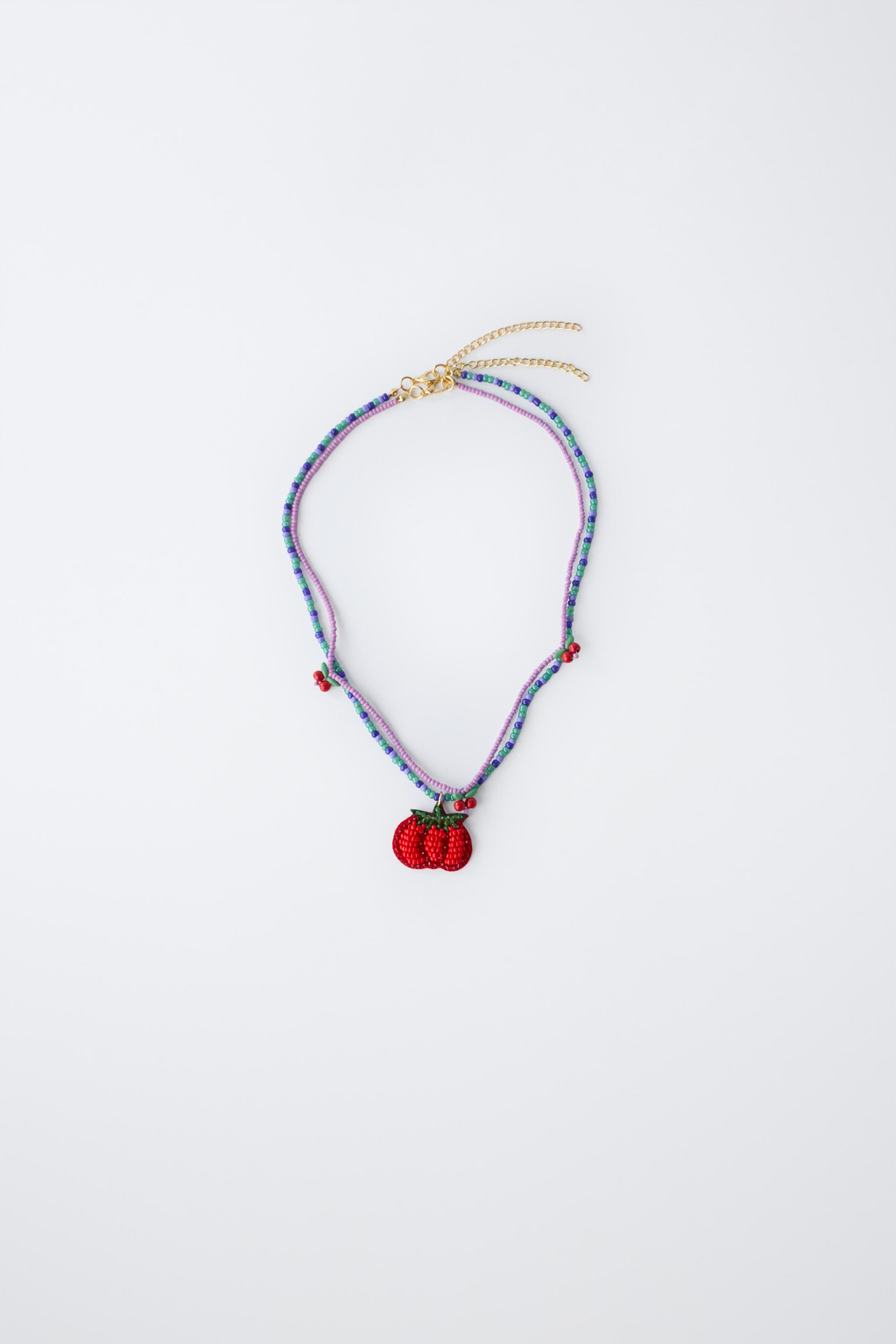 LOT DE DEUX COLLIERS FANTAISIE TOMATE